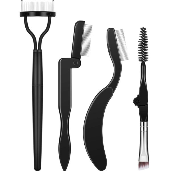 4 Pieces Folding Eyebrow Comb Eyelash Comb Lash Separator Tool Eyelash Grooming Brush for Making Up Supplies Tools(4 Pieces,Style A)
