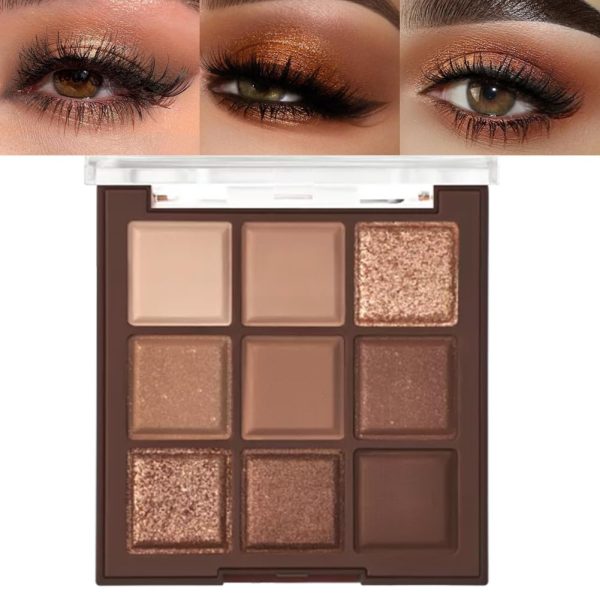 Neutral Brown Eye Shadow palette  Rose Gold Dark Brown Eyeshadow Palette Colorful 9 Colors, Matte Shimmer Highly Pigmented Nude Eyeshadow Palette Makeup Naturing Looking Long Lasting2