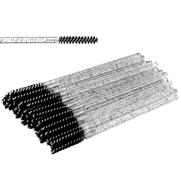 Skinny Mascara Wands 50pcs Mini Eyelash Brushes Disposable Lash Spoolies Micro Spoolies Eyebrow Brush Spoolies For Eyebrows Eyelash Extension Supplies(Black)